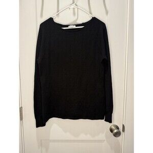 Basic Milano Knit Sweater Top Womens Medium Black Long Sleeve Stretch Classic